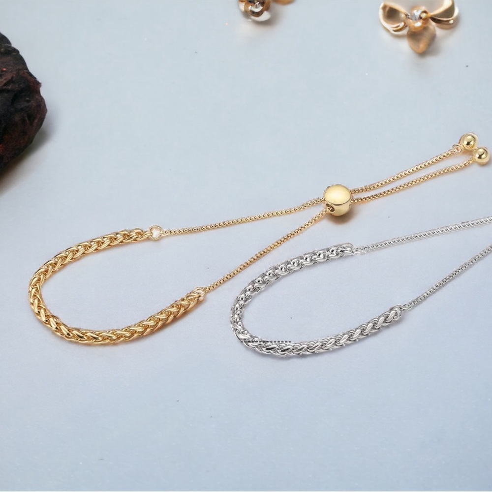 New: 18K Gold Vermeil Chopin Chain Adjustable Bracelet - Picture 5 of 8